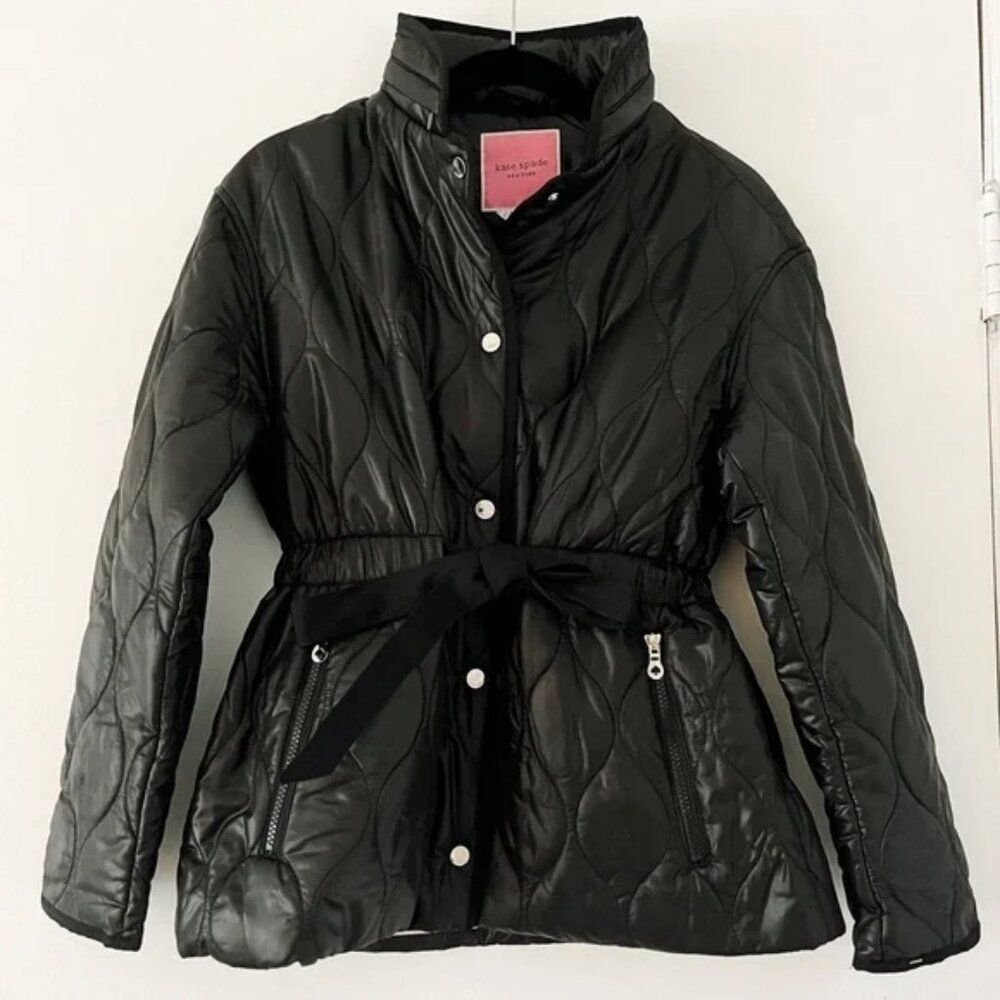 NWT Kate Spade New York Quilted Short Belter Puffer Jacket with Rollout Hood